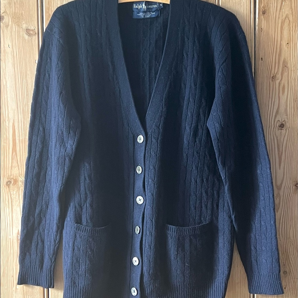 Ralph Lauren Navy Blue Cashmere Cardigan
